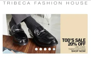 20% off   30% off all Tod's Men's Shoes at Tribeca Fashion House