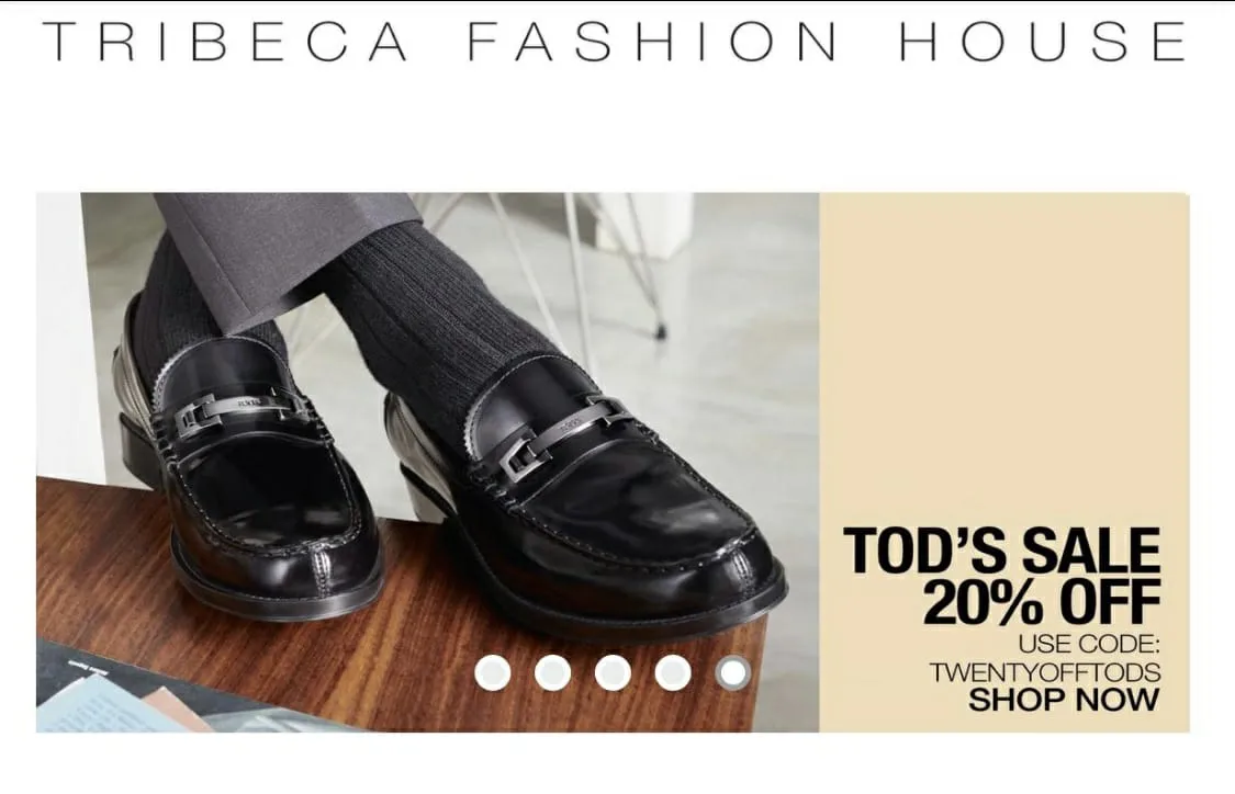 20% off   30% off all Tod's Men's Shoes at Tribeca Fashion House