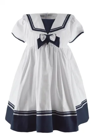 20093-Nautical Toddler & Youth White Girl Dress