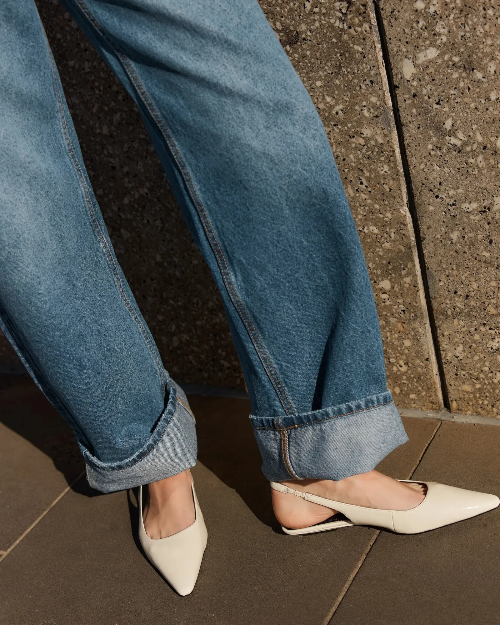 ALANA SLINGBACK FLATS CHALK WHITE PATENT