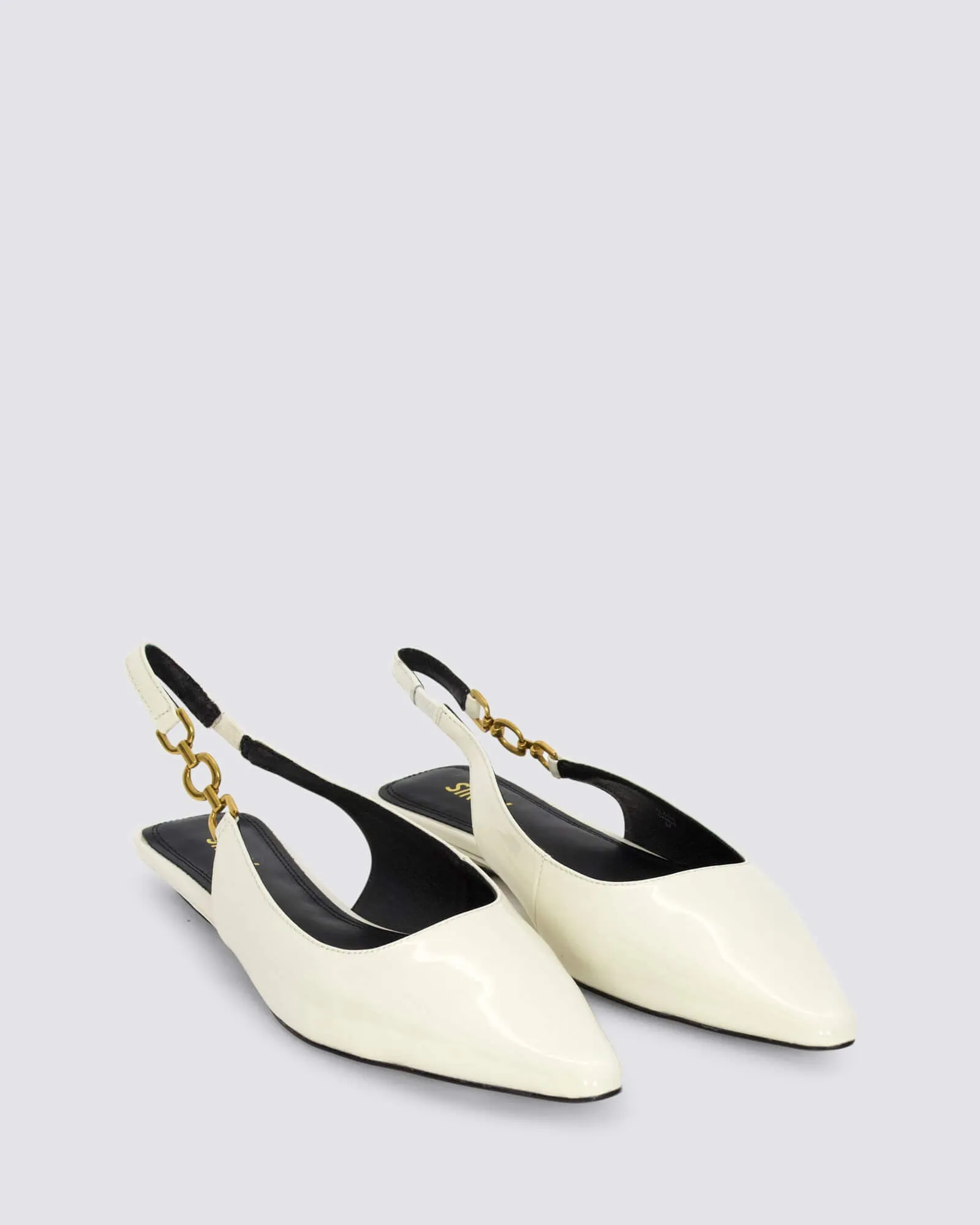 ALANA SLINGBACK FLATS CHALK WHITE PATENT
