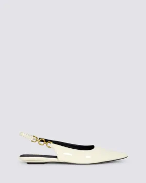 ALANA SLINGBACK FLATS CHALK WHITE PATENT