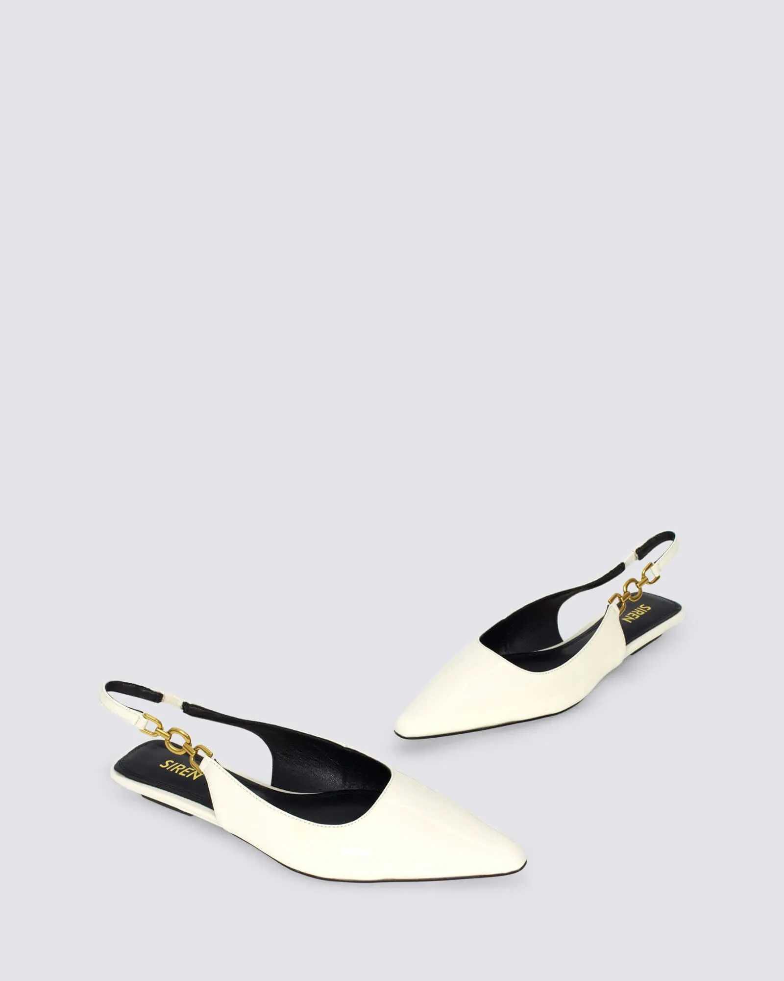 ALANA SLINGBACK FLATS CHALK WHITE PATENT