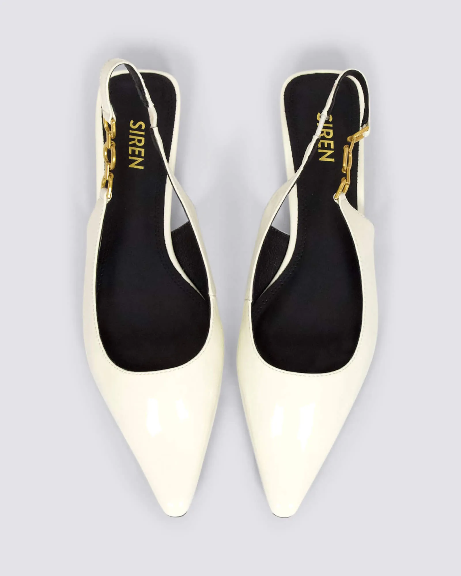 ALANA SLINGBACK FLATS CHALK WHITE PATENT