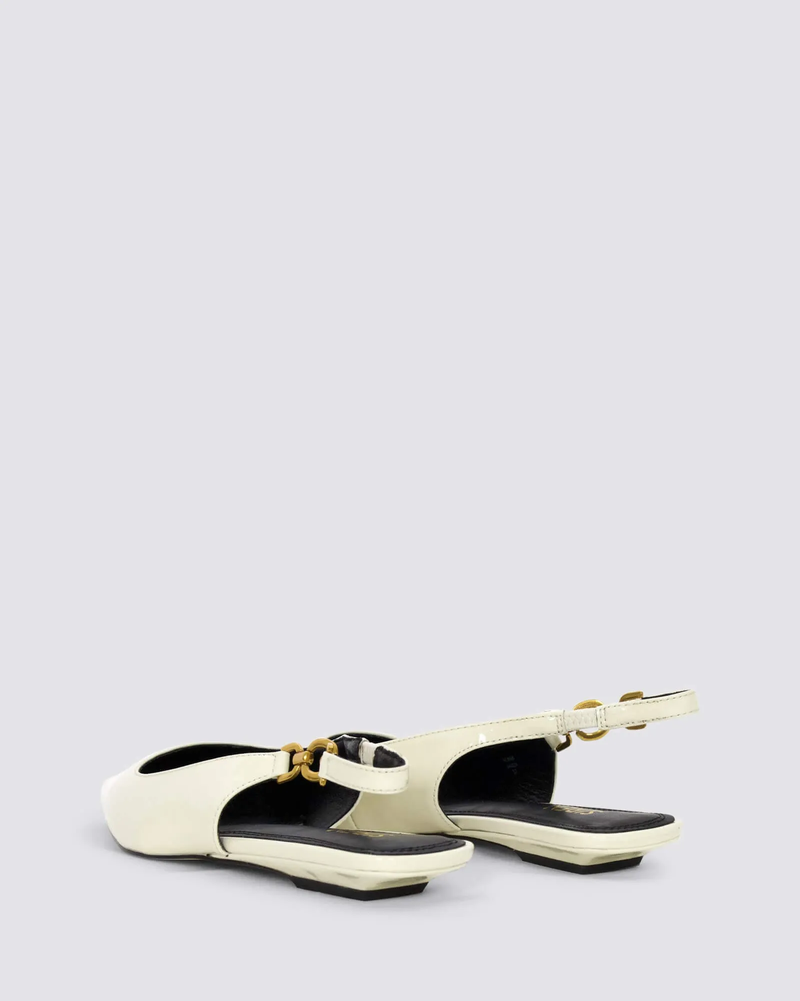 ALANA SLINGBACK FLATS CHALK WHITE PATENT
