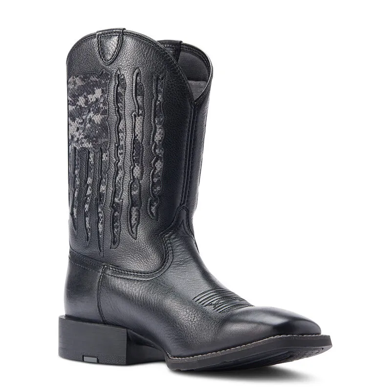 Ariat Men's Sport My Country VentTEK Western Boots Black Deertan 10044563