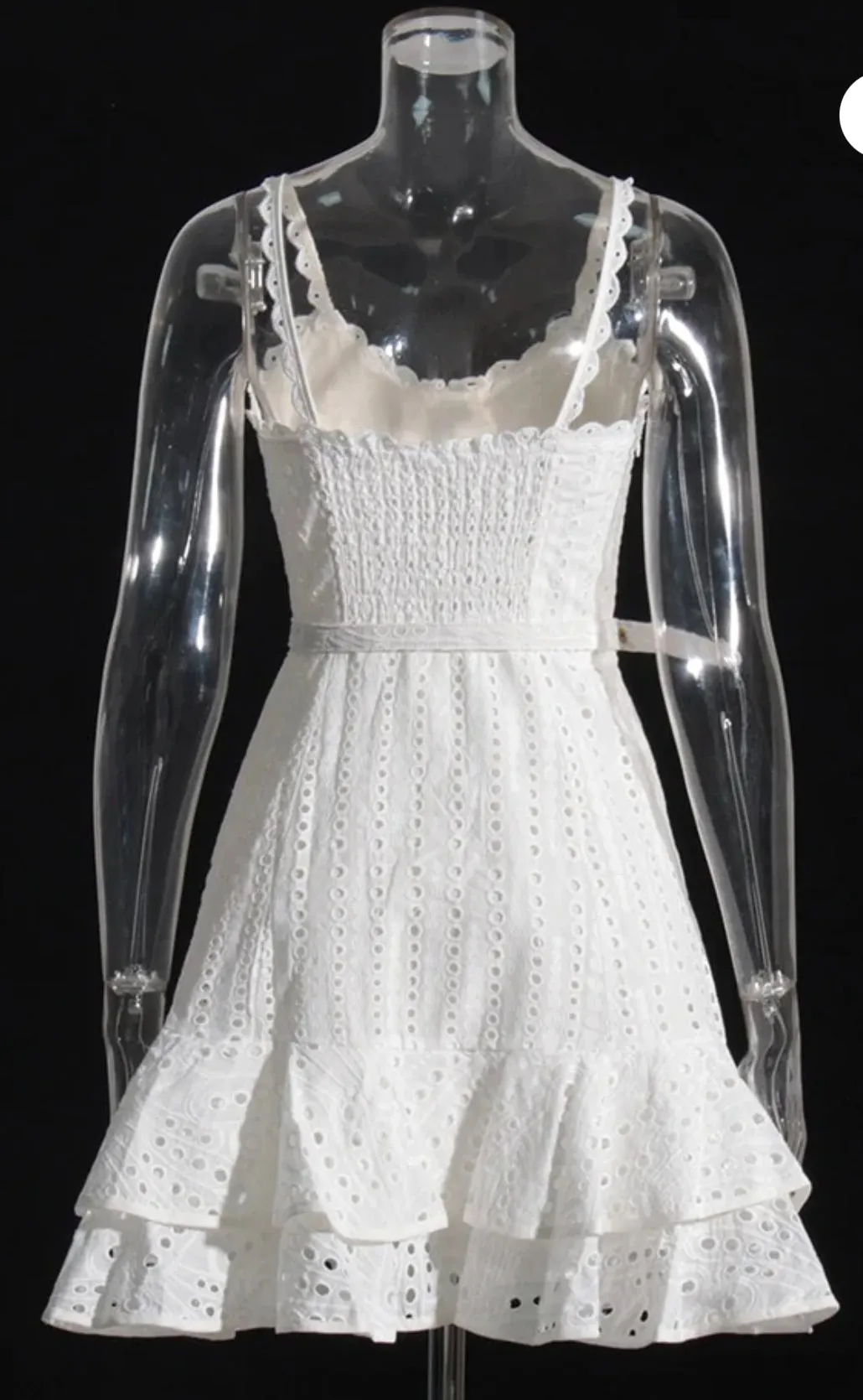 August Eyelet Mini Dress in White