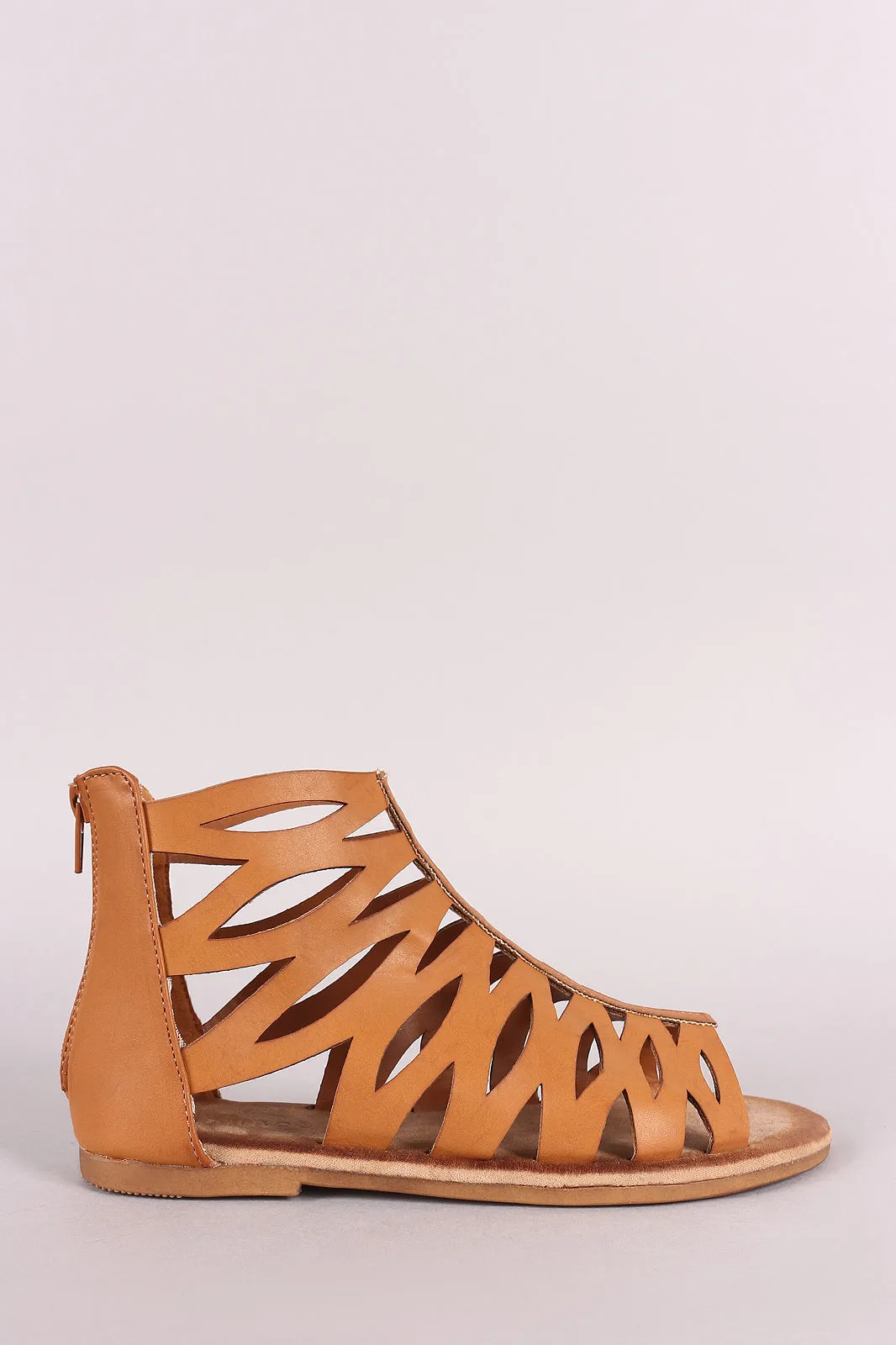 Bamboo Cutout Vegan Leather Gladiator Flat Sandal