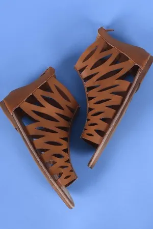 Bamboo Cutout Vegan Leather Gladiator Flat Sandal