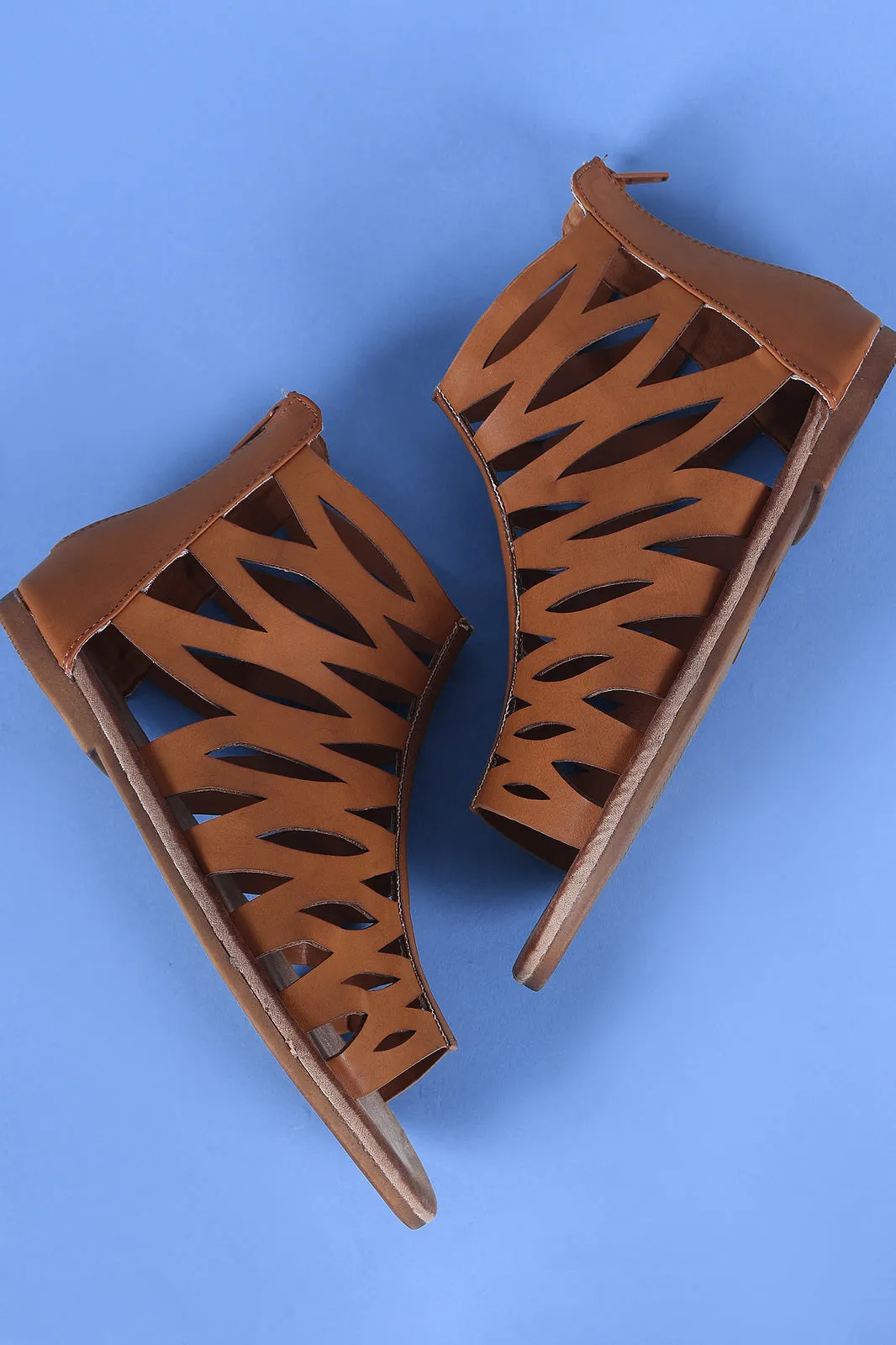 Bamboo Cutout Vegan Leather Gladiator Flat Sandal