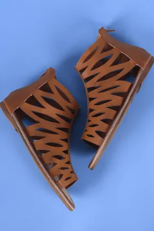 Bamboo Cutout Vegan Leather Gladiator Flat Sandal