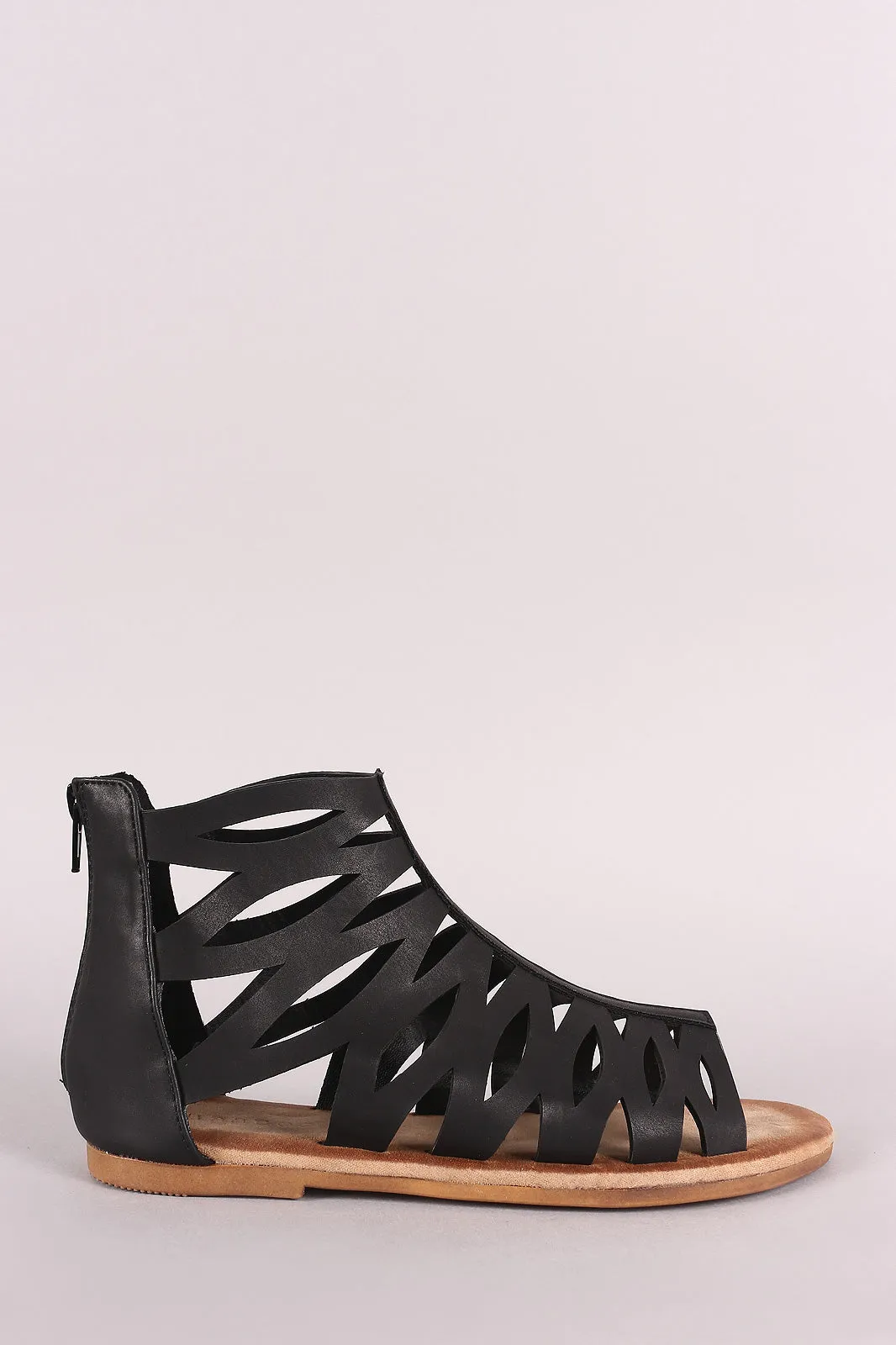 Bamboo Cutout Vegan Leather Gladiator Flat Sandal