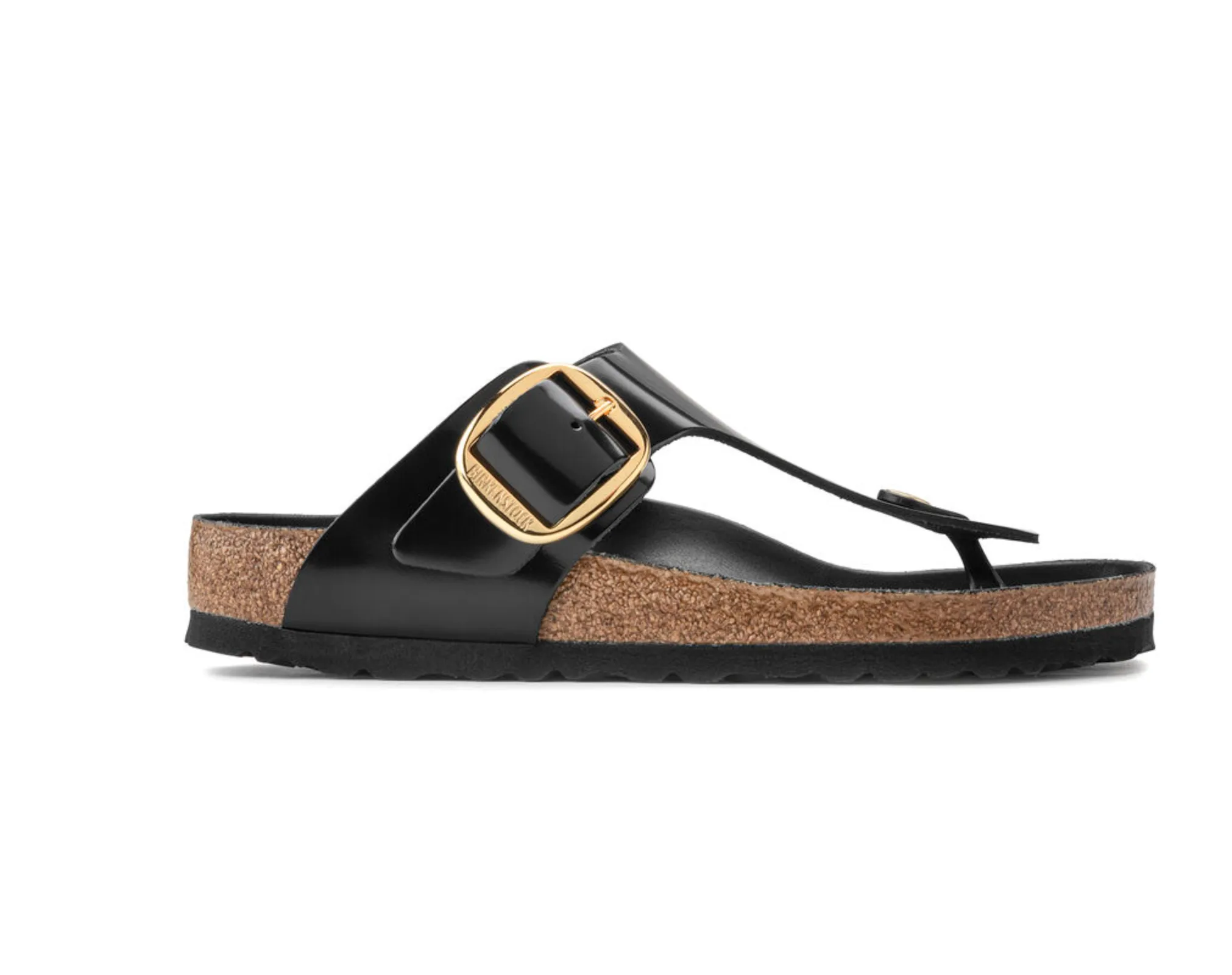 Birkenstocks Gizeh Big Buckle - Natural Leather Patent (High Shine Black)