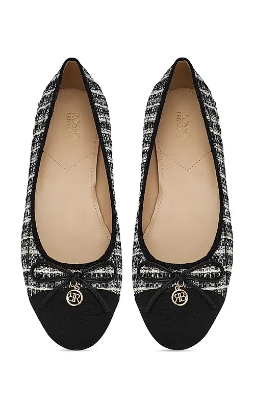Black Ballerina Flats With Bow Detail