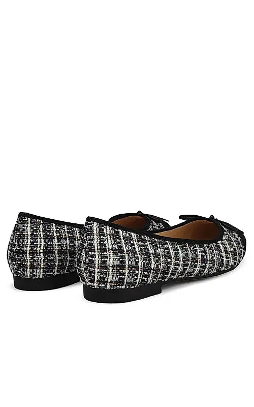 Black Ballerina Flats With Bow Detail