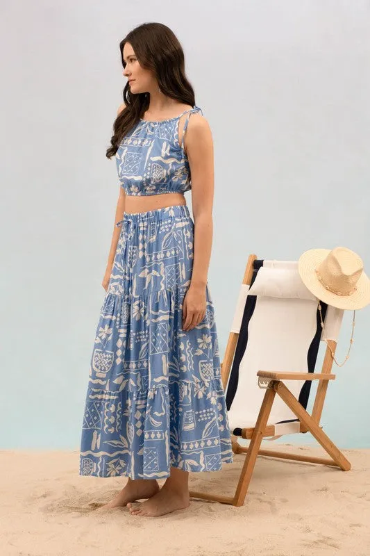 Boho in Blue Midi Skirt