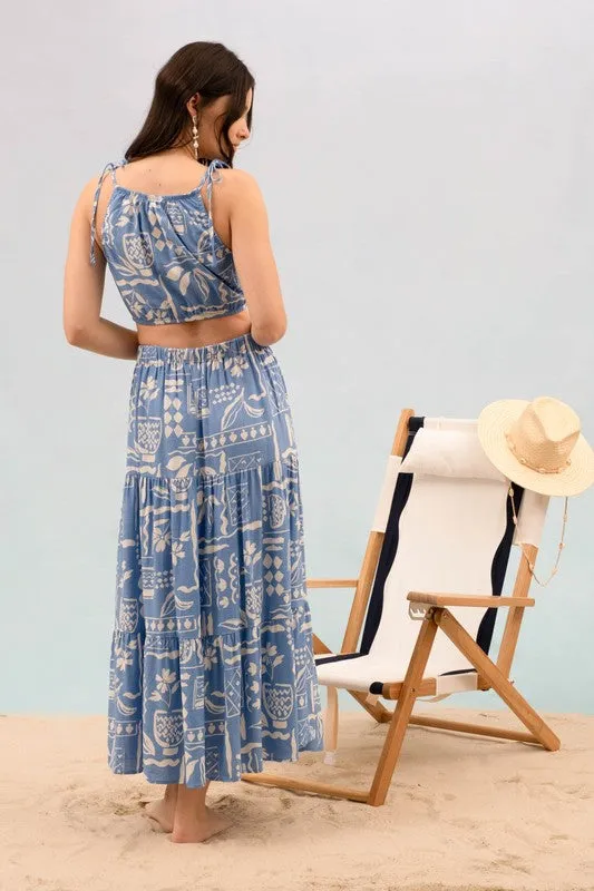 Boho in Blue Midi Skirt