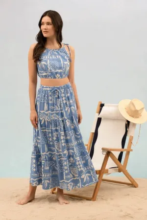 Boho in Blue Midi Skirt