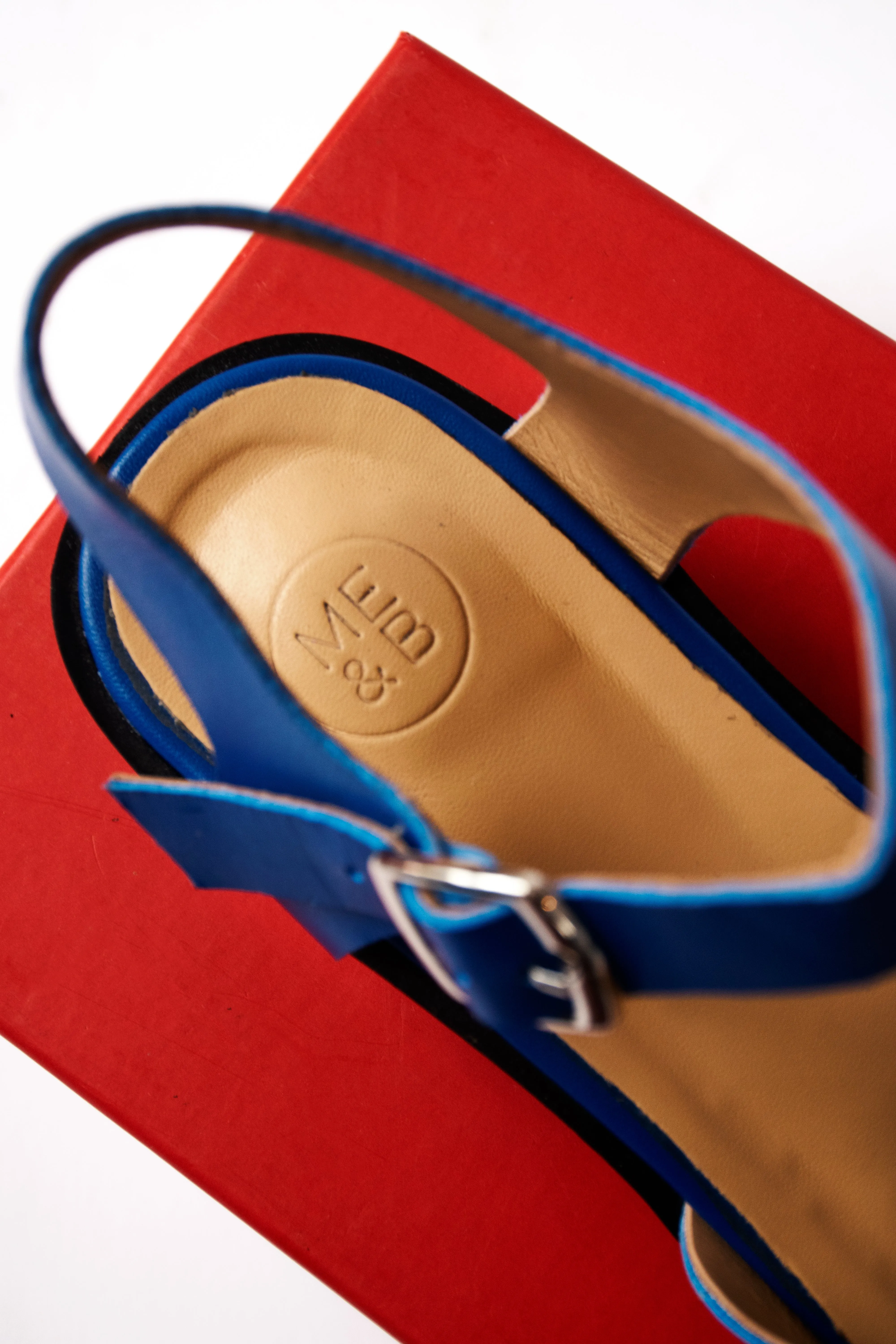 Caged Sandal in Cobalt