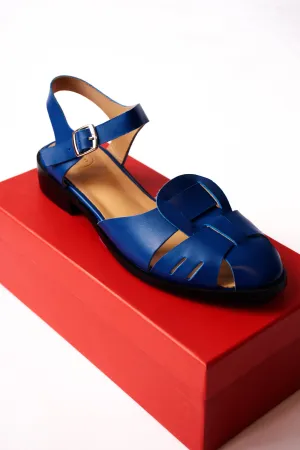 Caged Sandal in Cobalt