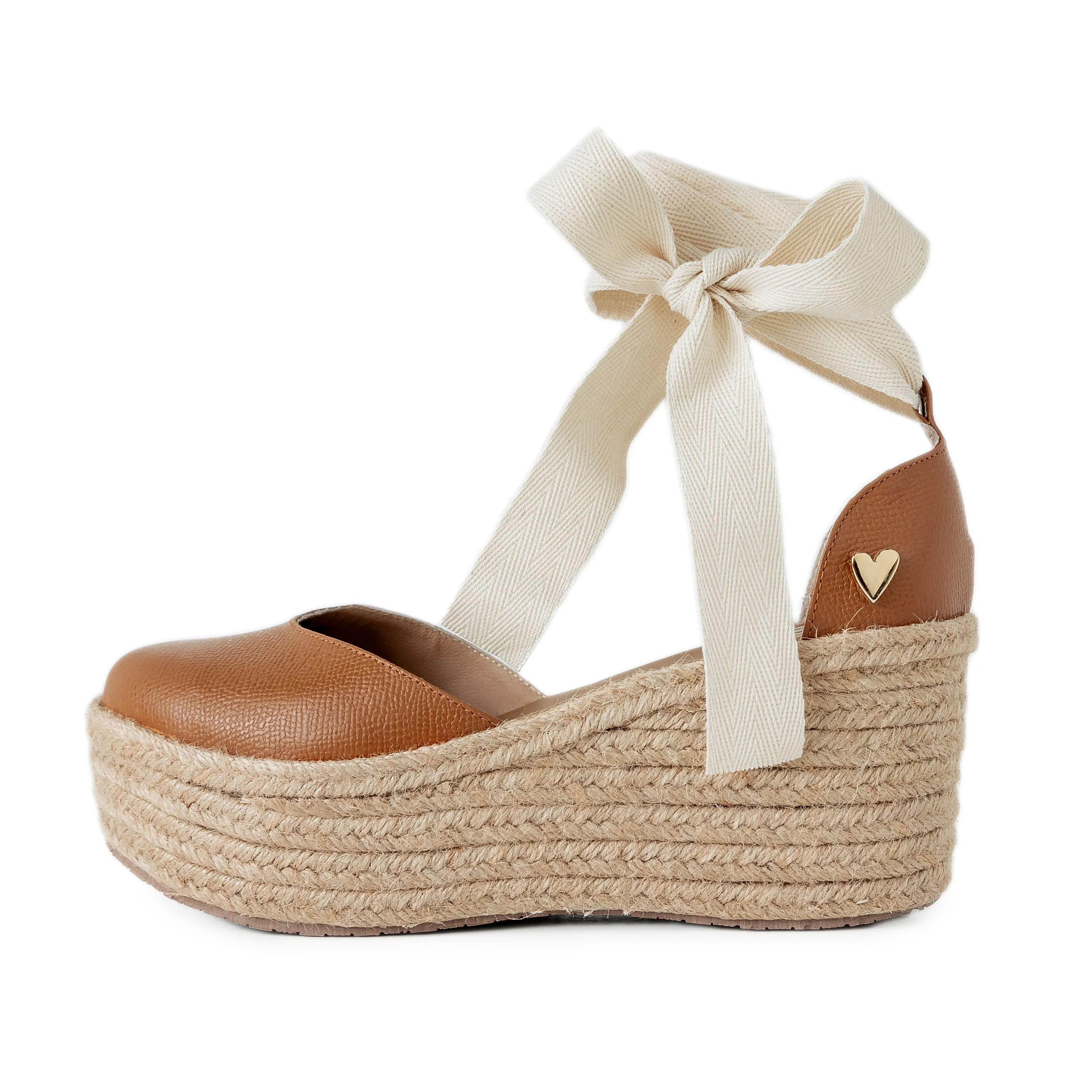 Camel Leather Espadrilles - Low High