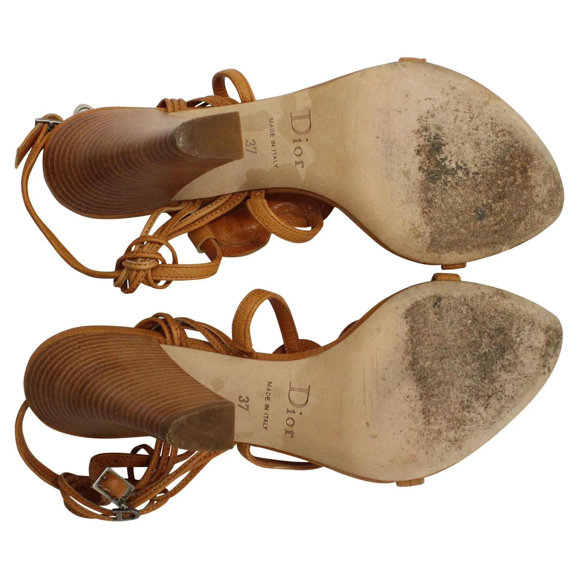 Dior Thong-Style Strappy Sandals in Brown Leather