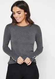 Ex Dorothy Perkins Button Cuff Jumper Sweater