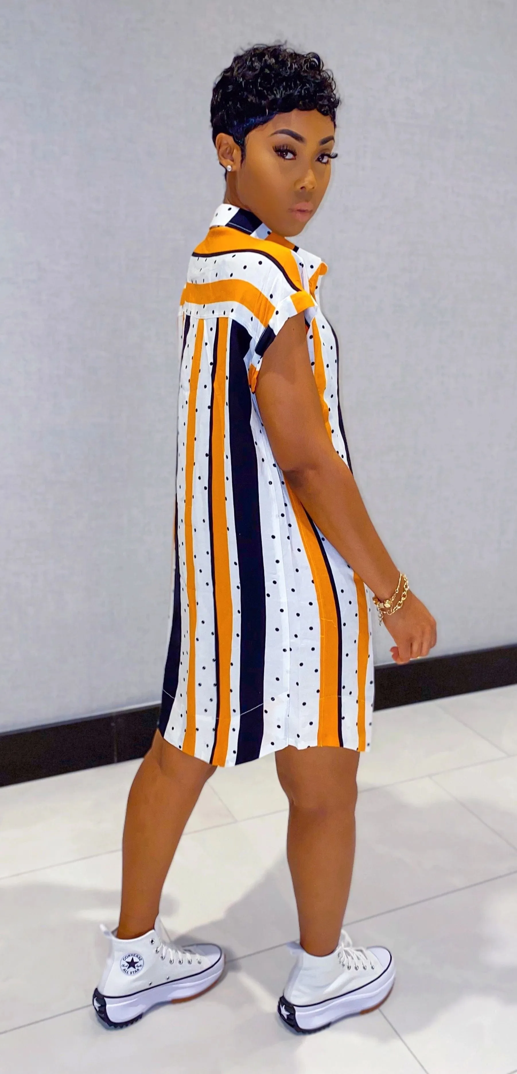 Fashion Casual Lapel Short Sleeve Shirt Dress For Women