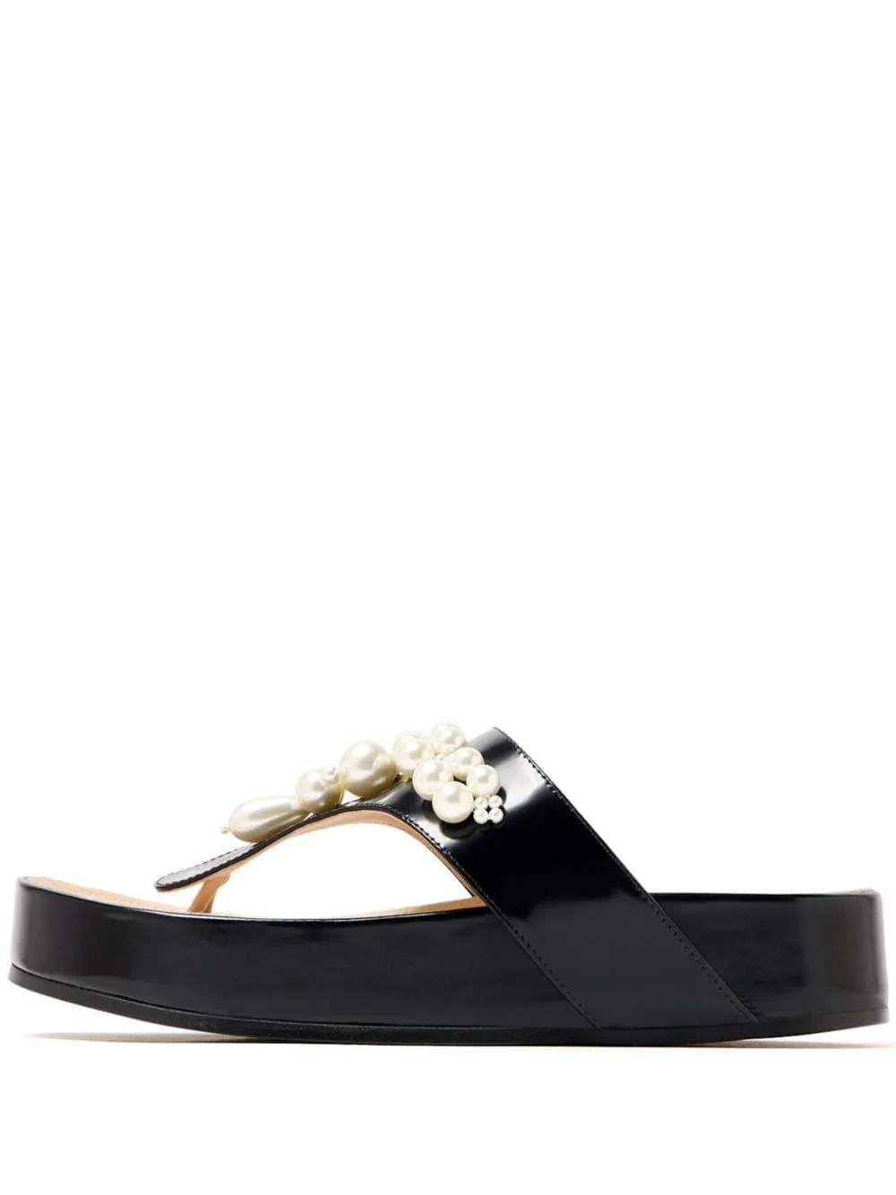 faux-pearl embellished leather sandals