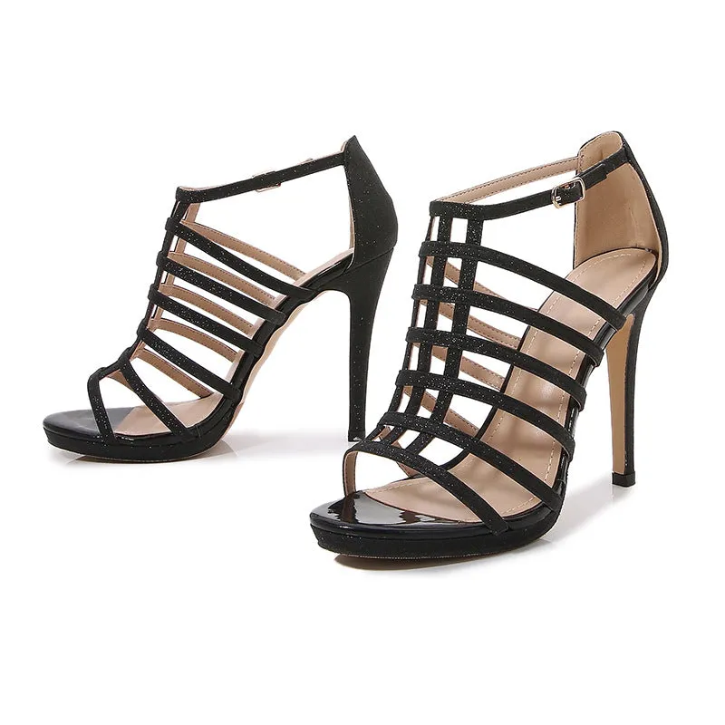 Fish Mouth Bag and Buckle High Heel Fashion Sandals