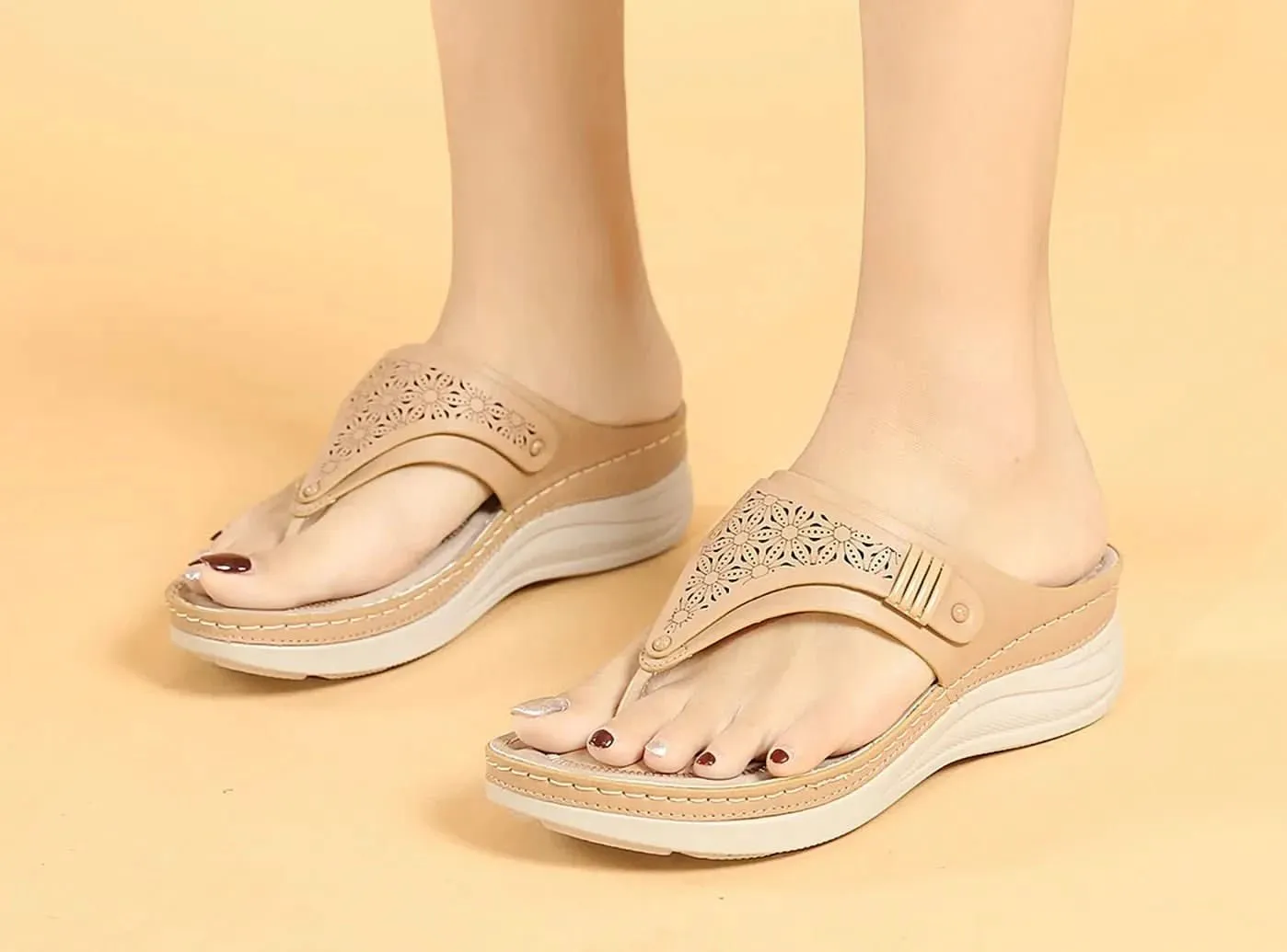 FitVille Women's Wedge Toe Sandals