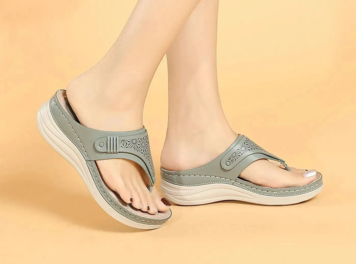 FitVille Women's Wedge Toe Sandals