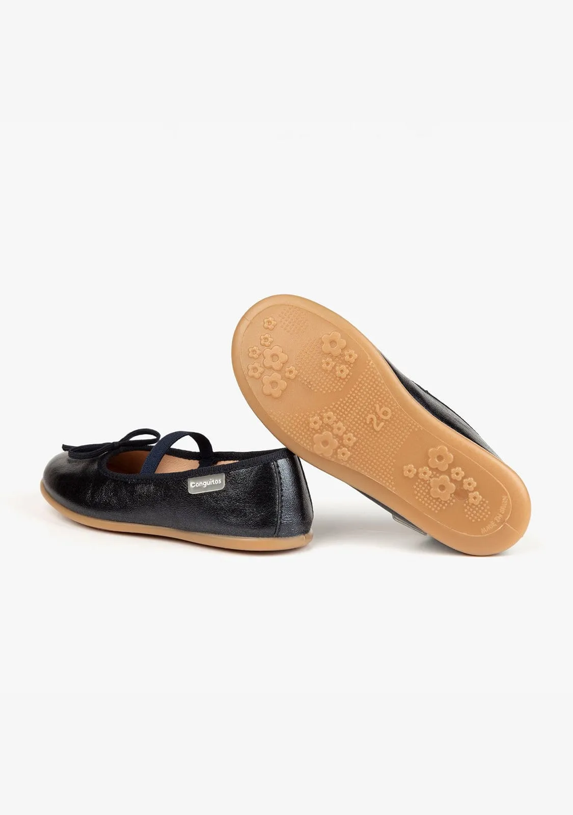 Girl’s Metalic Navy Basic Ballerinas