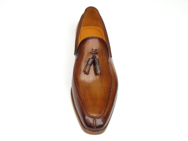 Handgemachte Schuhe aus den Paul Parkman Herren Quaste Loafer Kamel & Braun handbemalt