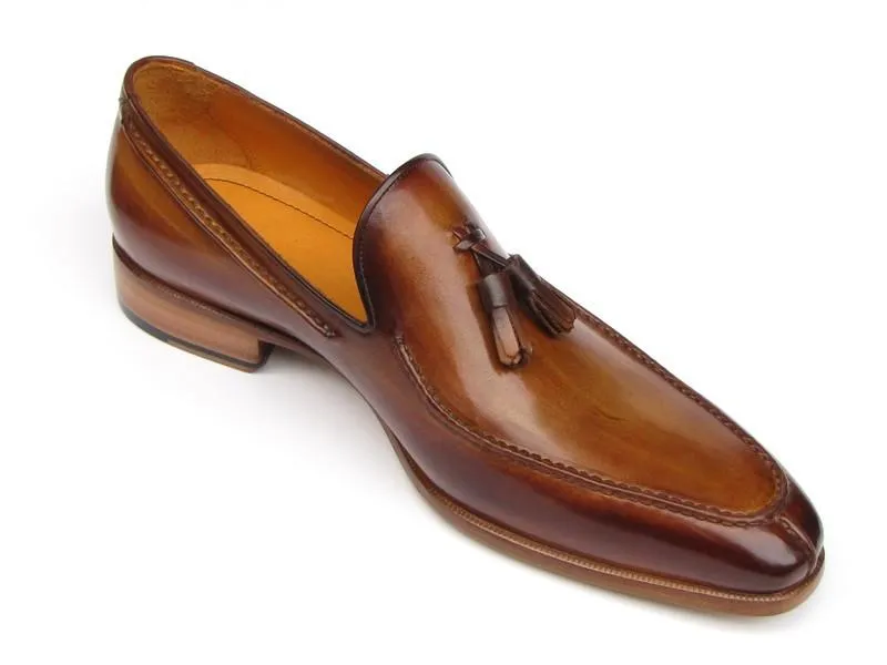 Handgemachte Schuhe aus den Paul Parkman Herren Quaste Loafer Kamel & Braun handbemalt