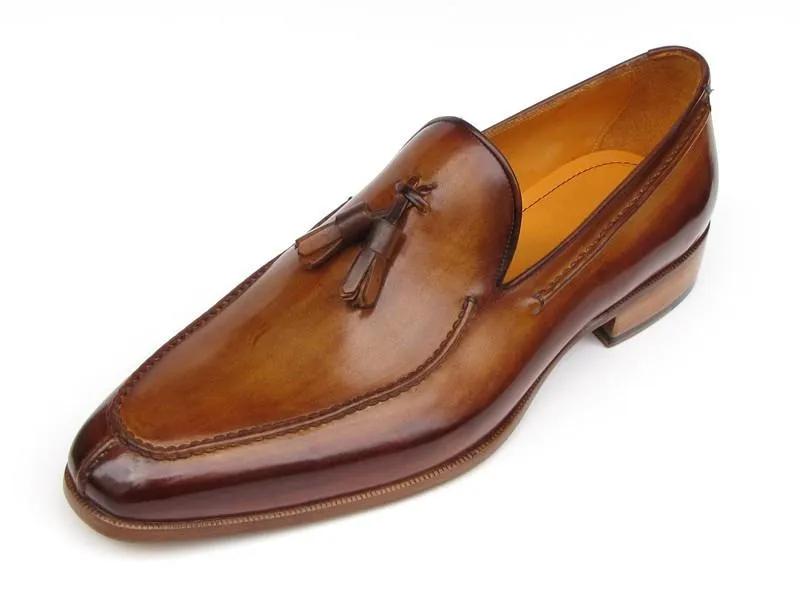 Handgemachte Schuhe aus den Paul Parkman Herren Quaste Loafer Kamel & Braun handbemalt