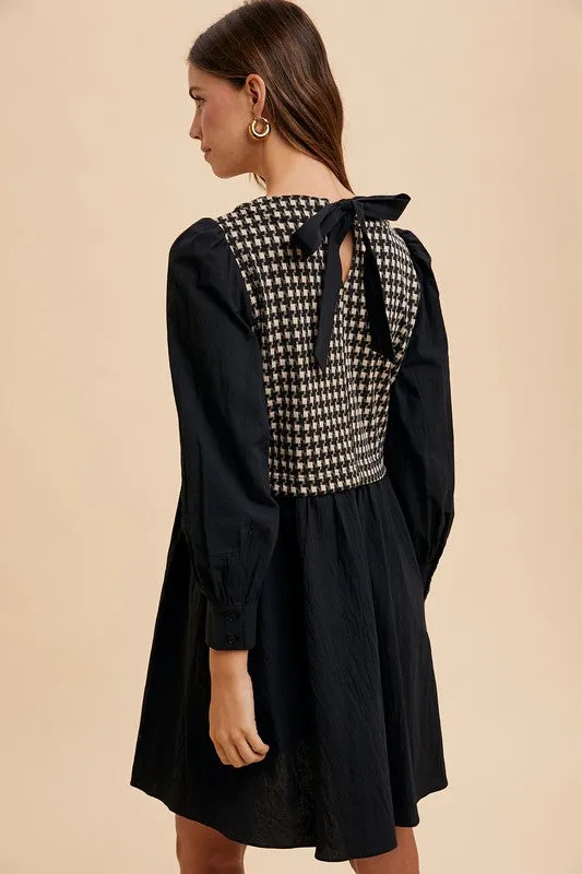 Hazel Blues® |  Annie Wear Tie Back Plaid Round Neck Mini Dress