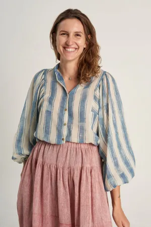 Indigo Striped Oversized Shirt