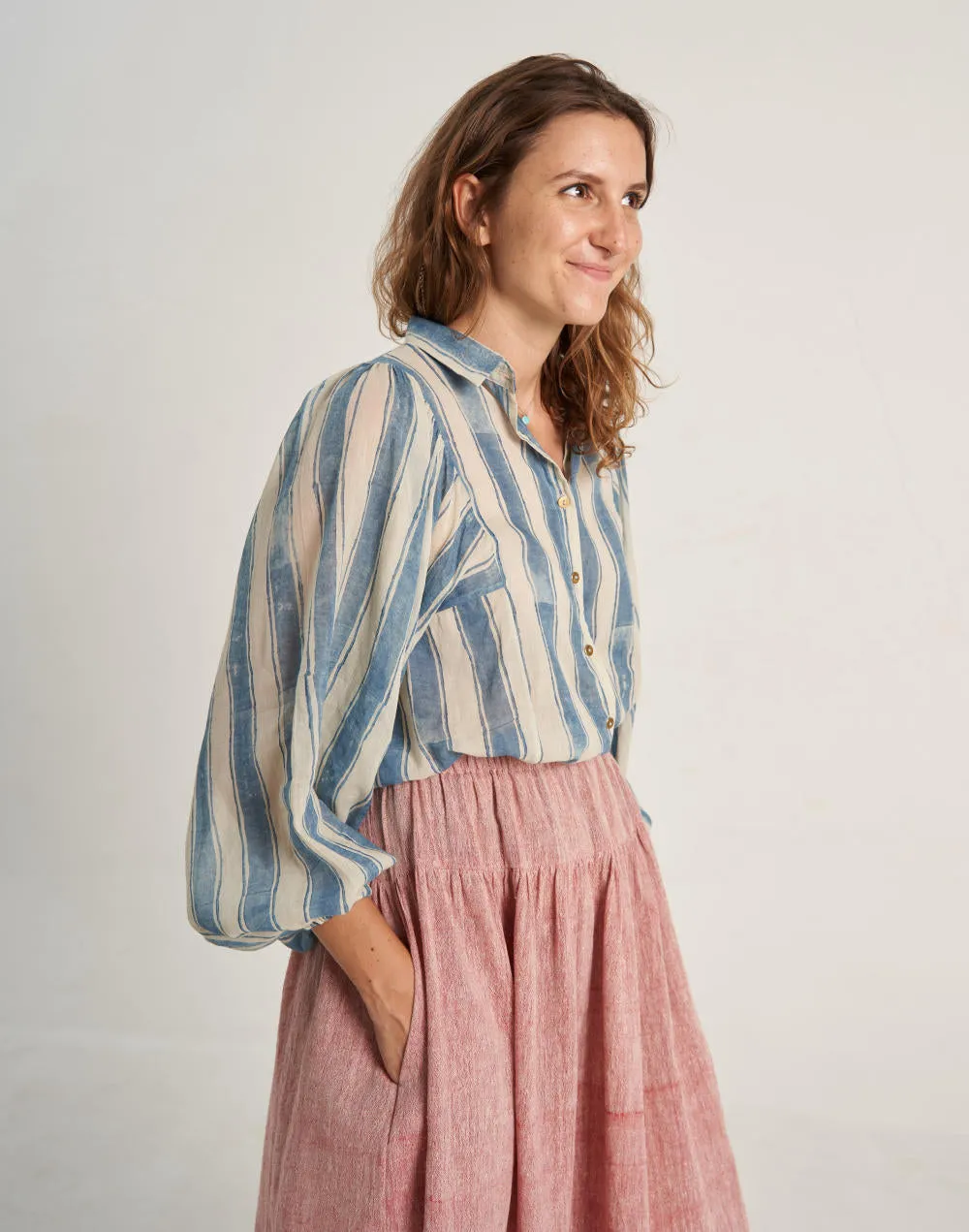 Indigo Striped Oversized Shirt
