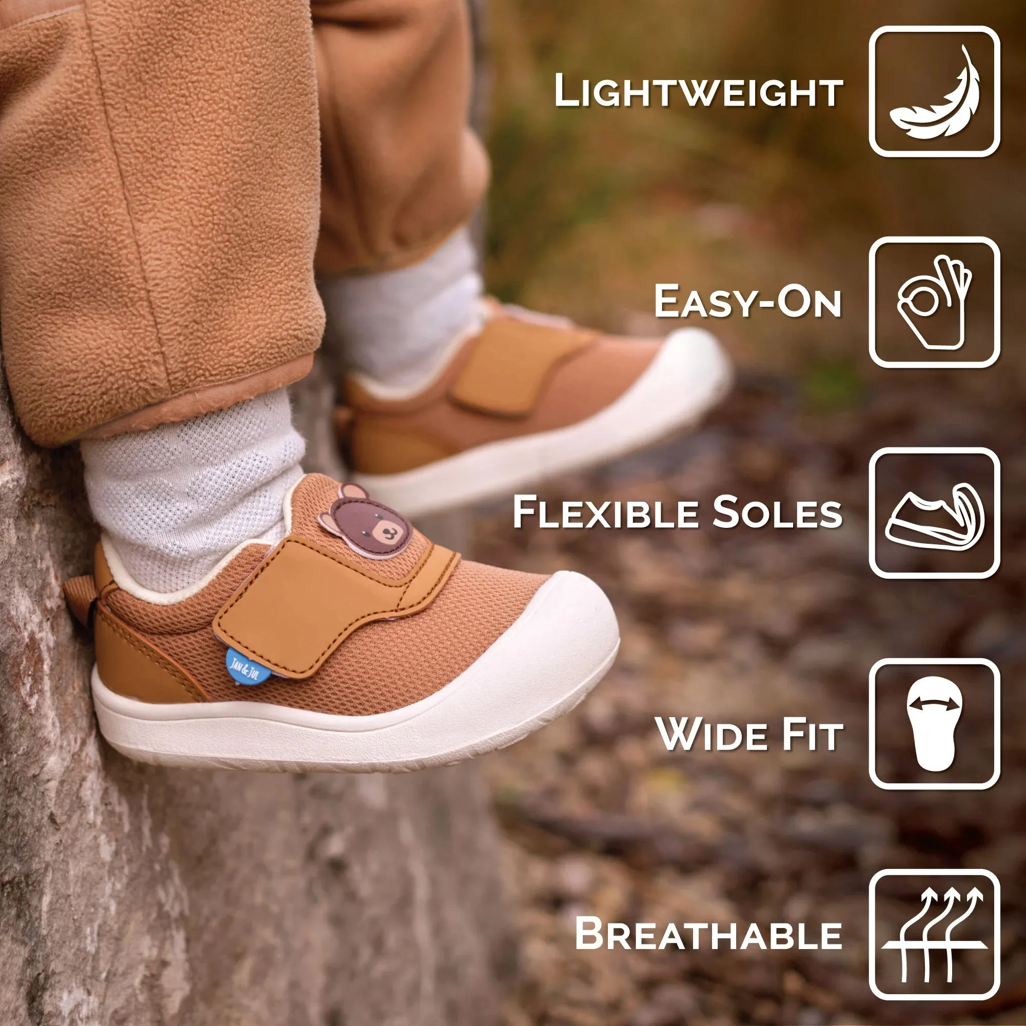 Jan & Jul Brown Bear Mini Flyer Toddler Sneakers