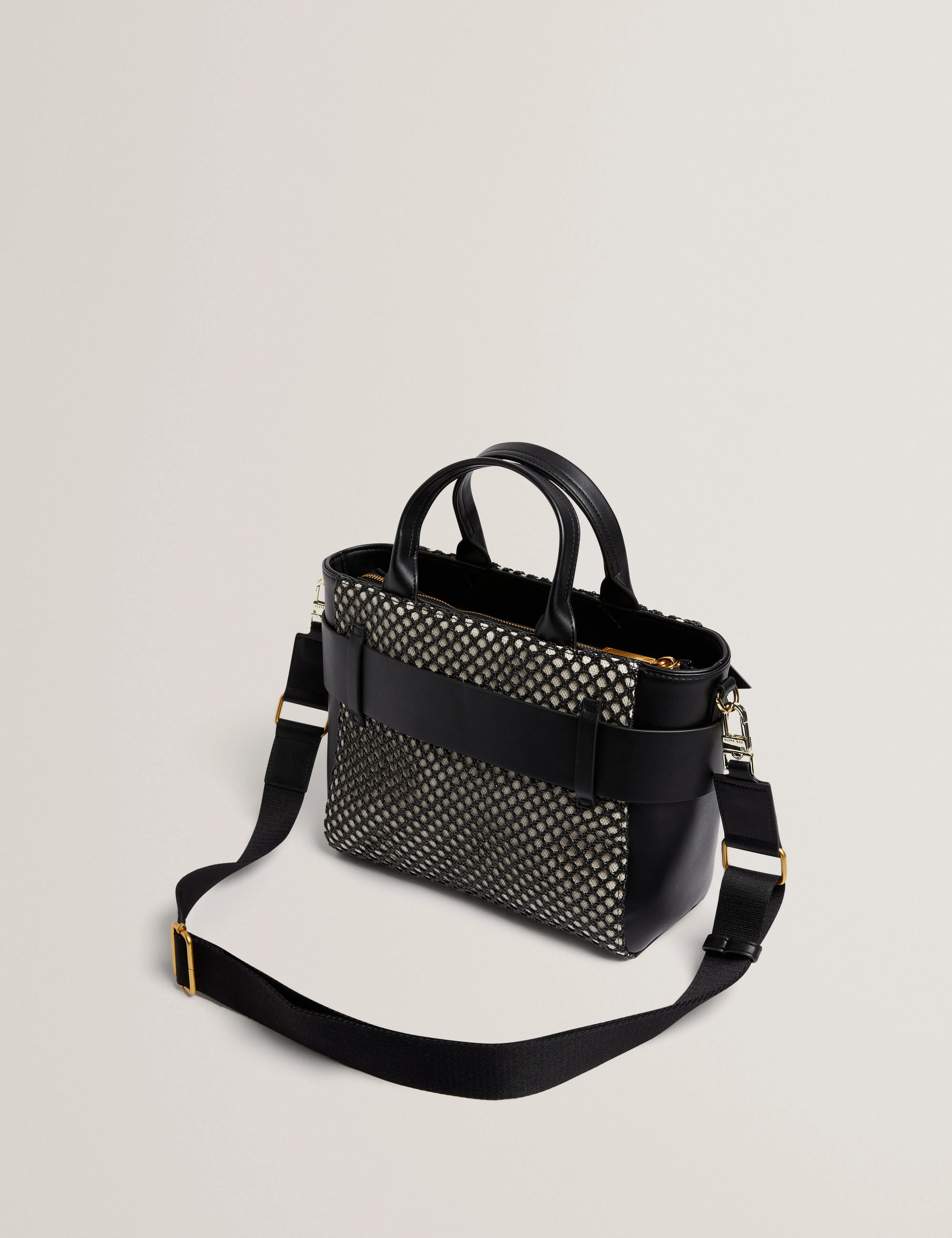 Jeesa Soft Pu Bow Canvas Mini Tote Bag Black