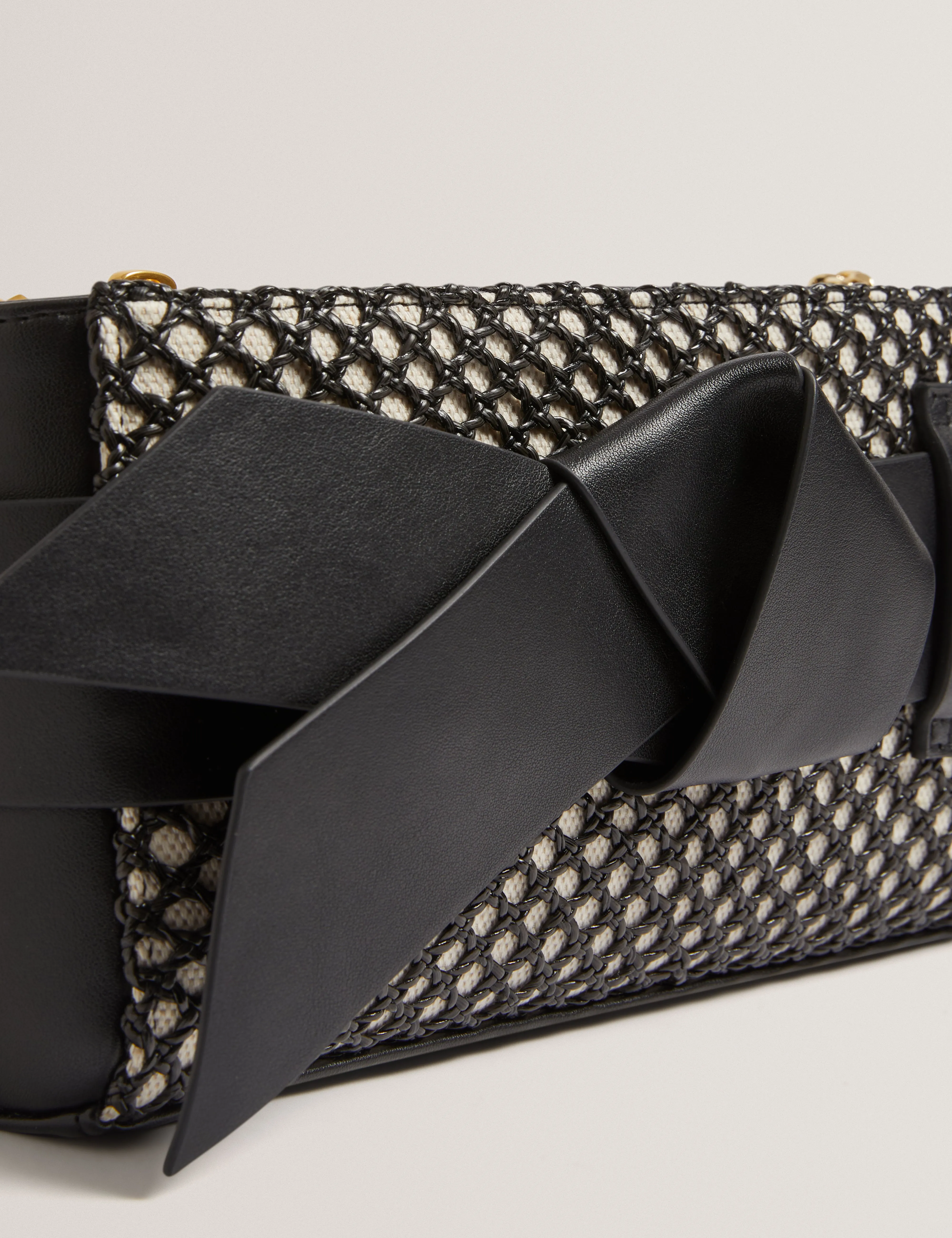 Jeesie Soft Pu Bow Canvas Clutch Bag Black