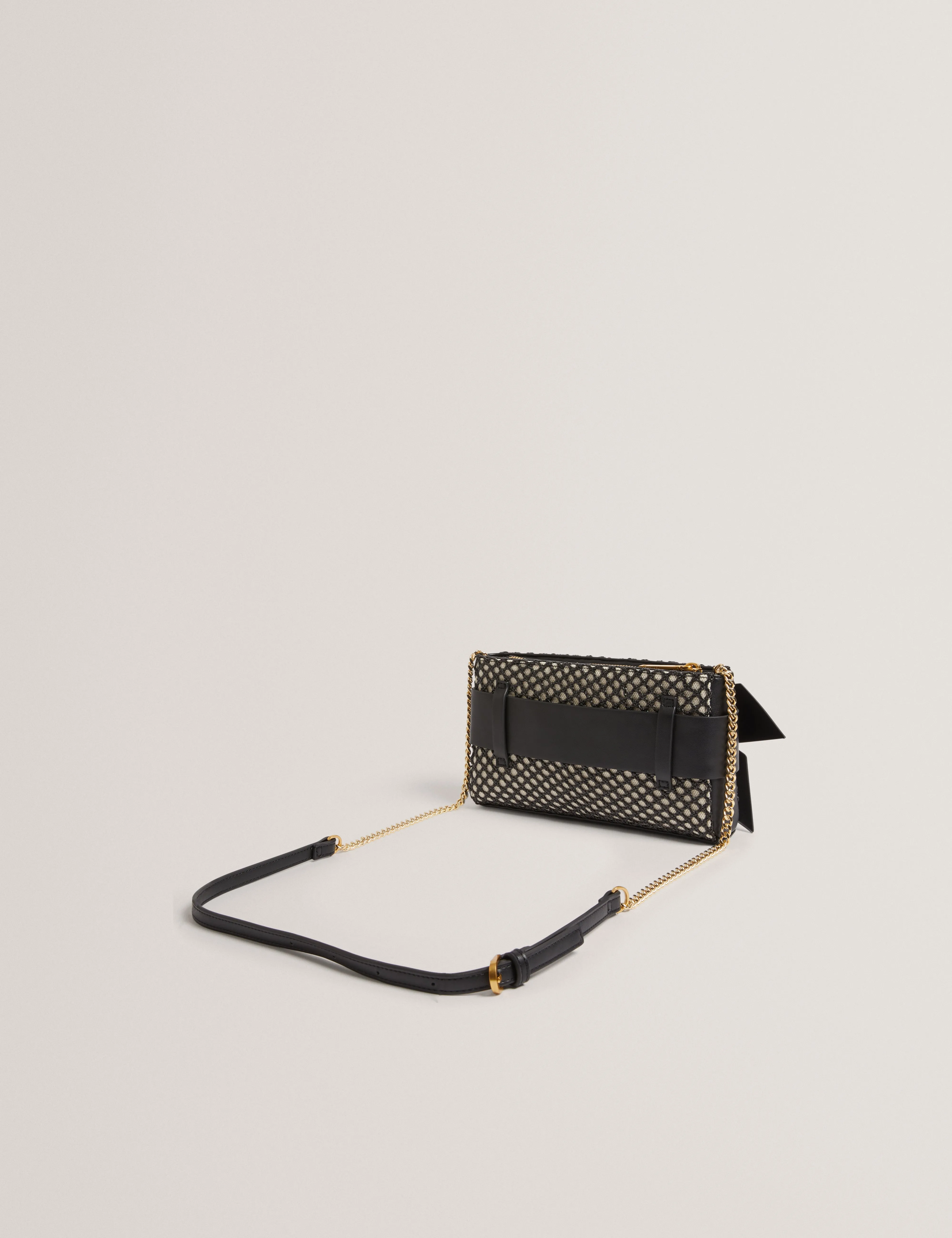 Jeesie Soft Pu Bow Canvas Clutch Bag Black