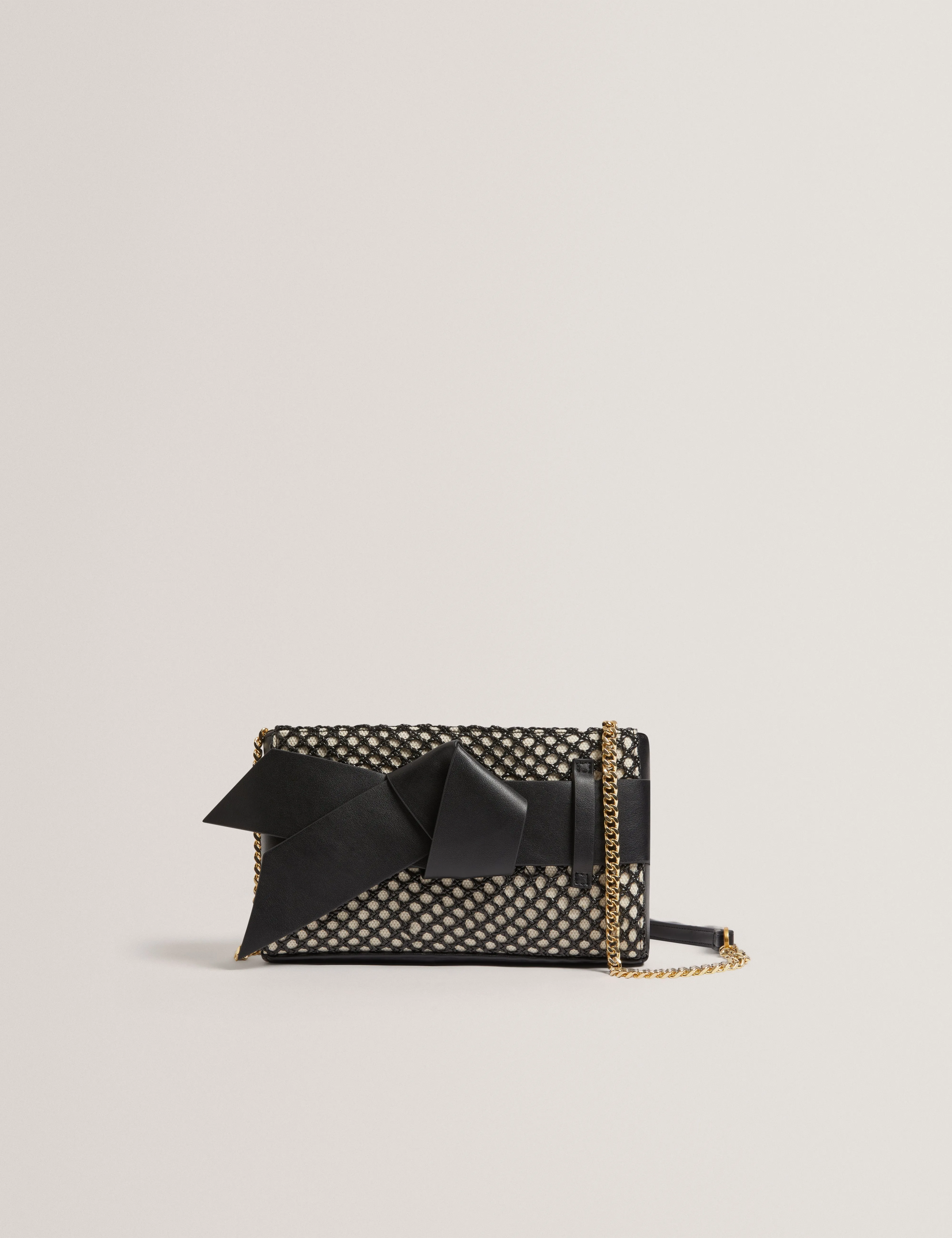 Jeesie Soft Pu Bow Canvas Clutch Bag Black