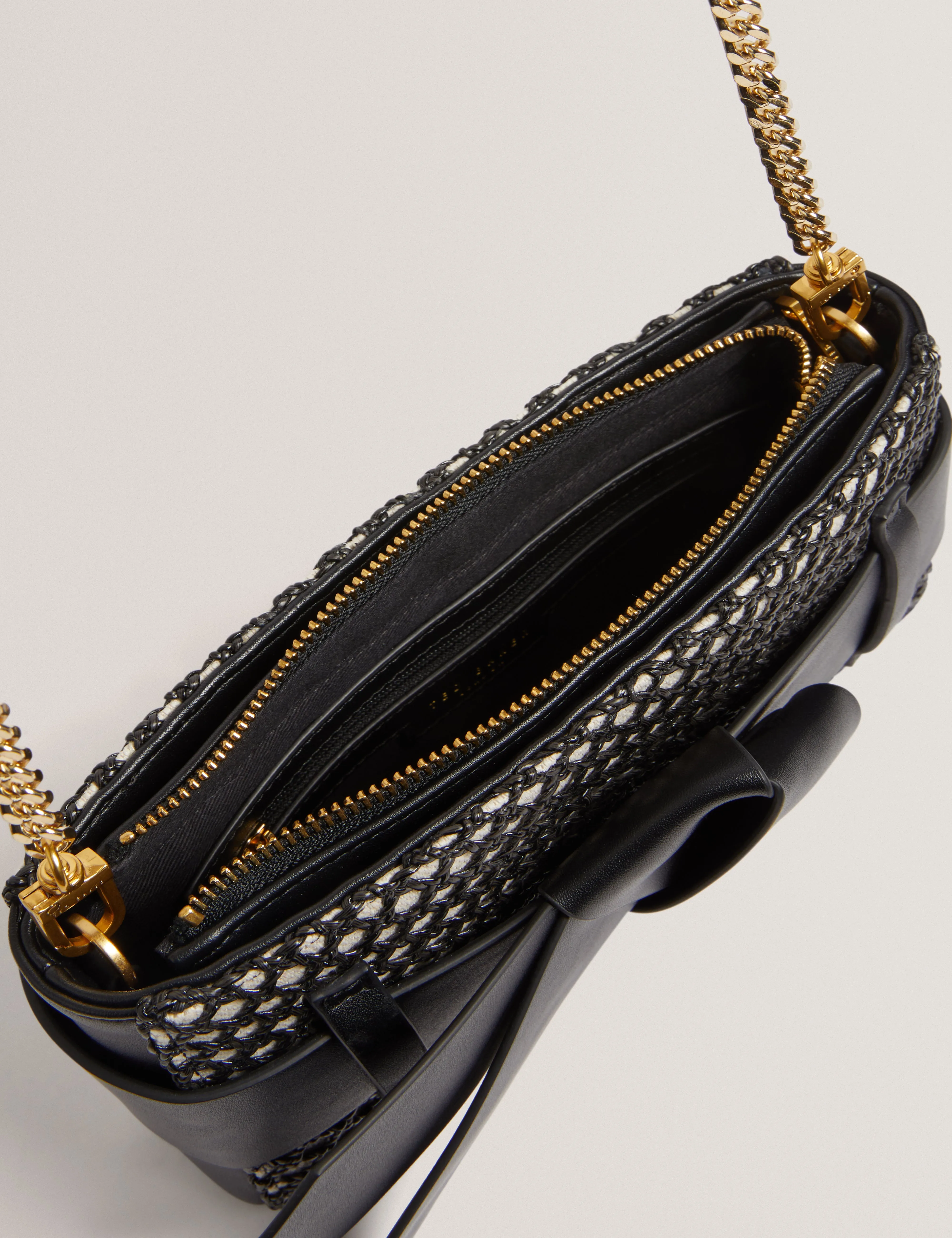 Jeesie Soft Pu Bow Canvas Clutch Bag Black