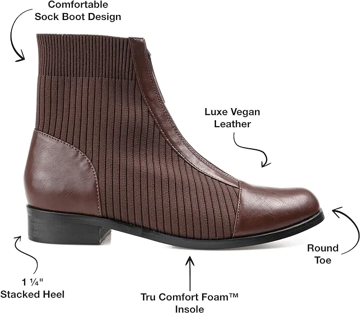 Journee Collection Women's Bexlie Front Zipper Capped Toe Booties  Color Brown Size 9M