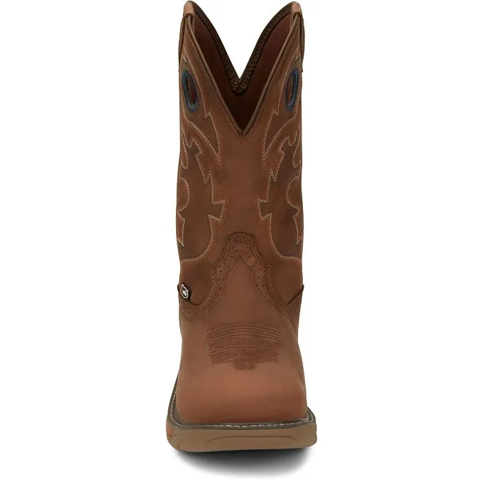 Justin Men's 11" Waterproof Stampede Rush Round Nano Comp Toe Work Boot