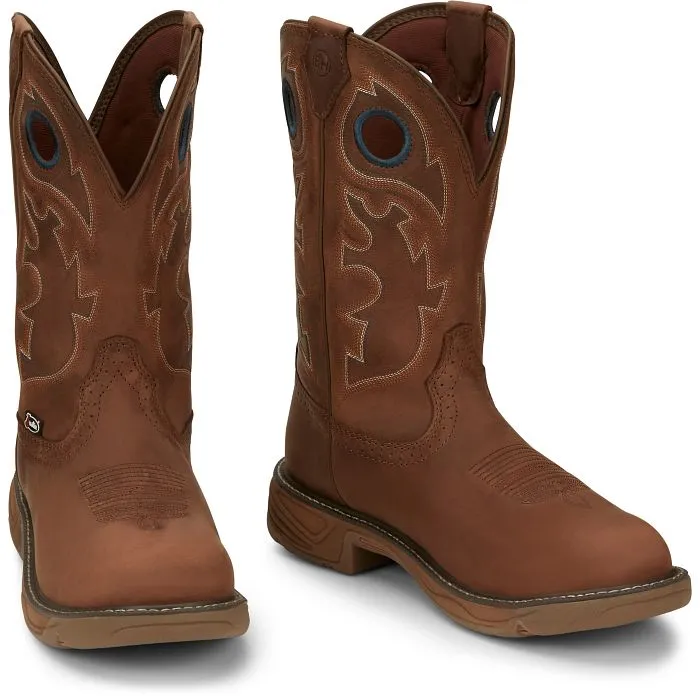 Justin Men's 11" Waterproof Stampede Rush Round Nano Comp Toe Work Boot