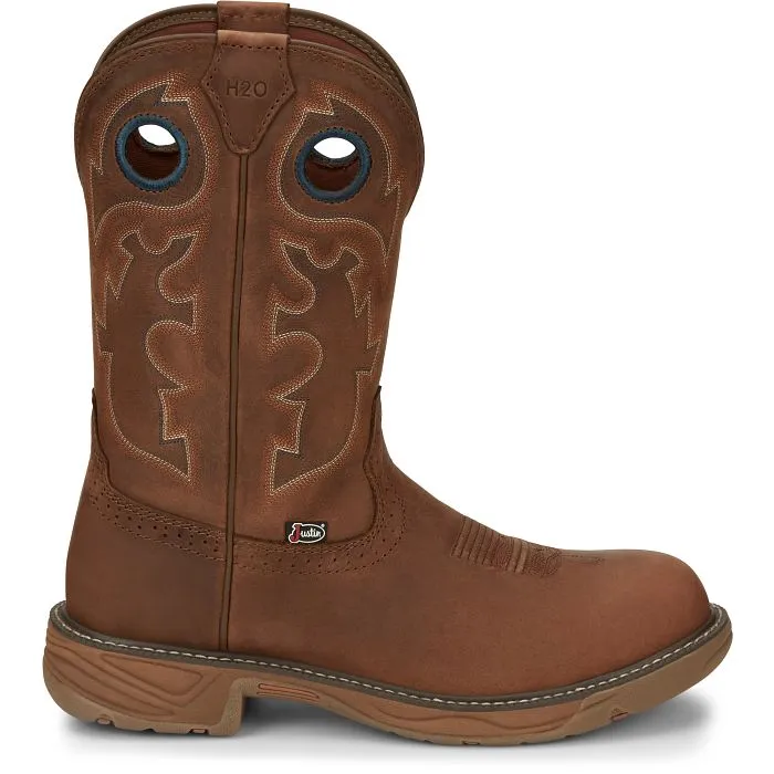 Justin Men's 11" Waterproof Stampede Rush Round Nano Comp Toe Work Boot