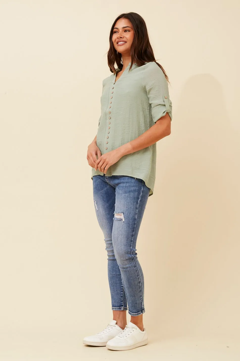 KIMYA ROLL-UP SLEEVE TOP